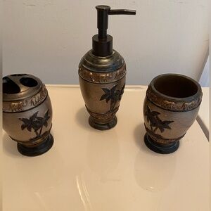 3 piece Tropical Palm Tree Bathroom Set